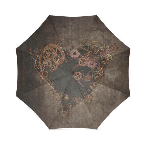 A decorated Steampunk Heart in brown Foldable Umbrella (Model U01)