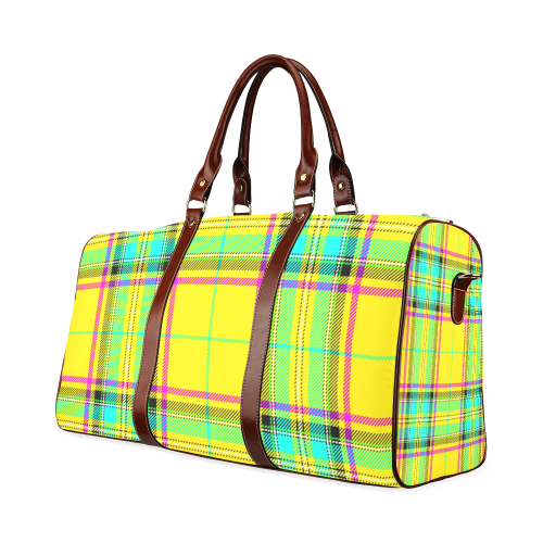 TARTAN-YELLOW Waterproof Travel Bag/Large (Model 1639)