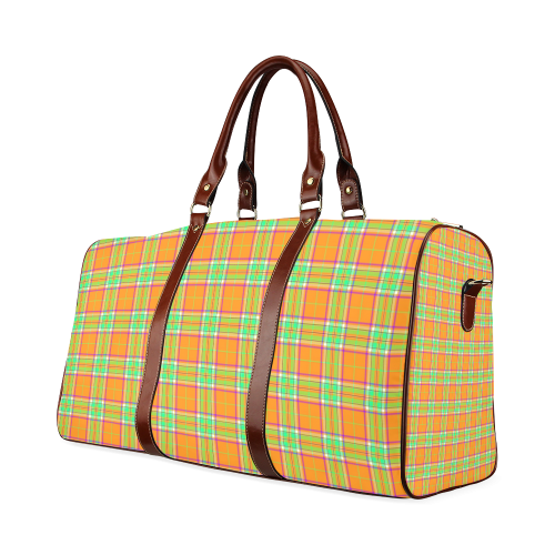 TARTAN-ORANGE Waterproof Travel Bag/Large (Model 1639)