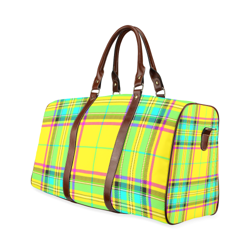 TARTAN-YELLOW Waterproof Travel Bag/Large (Model 1639)