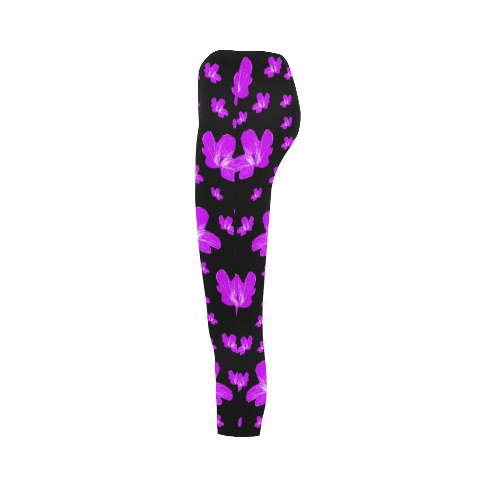 Pretty flowers in purple Capri Legging (Model L02)