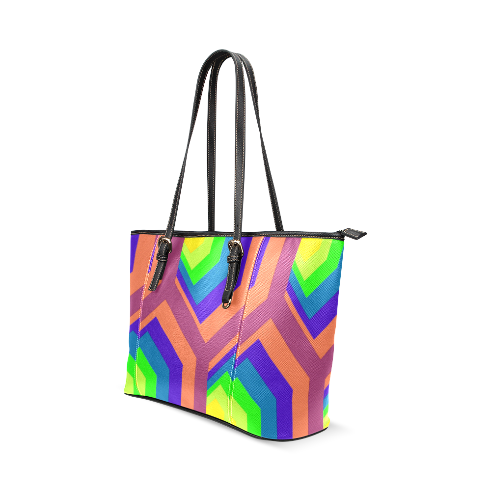 poly colors Leather Tote Bag/Large (Model 1640)