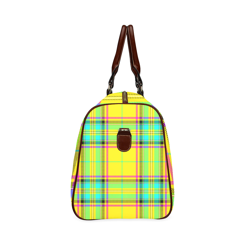 TARTAN-YELLOW Waterproof Travel Bag/Large (Model 1639)