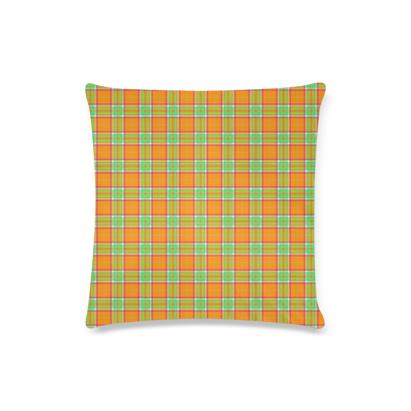 TARTAN-ORANGE Custom Zippered Pillow Case 16"x16"(Twin Sides)