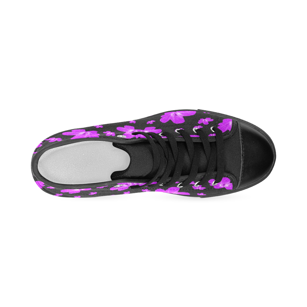 Pretty flowers in purple Women's Classic High Top Canvas Shoes (Model 017)