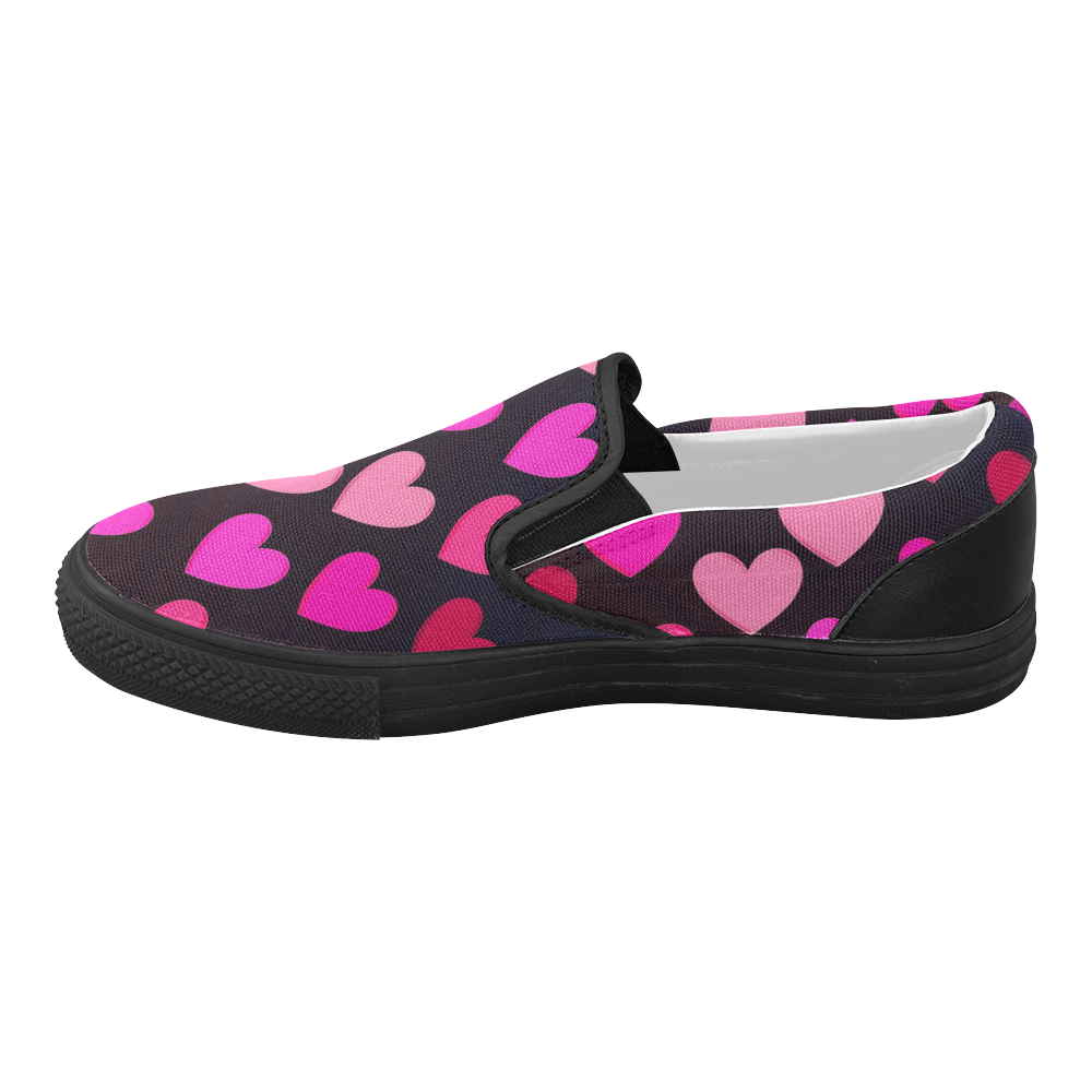 hearts on fire-2 Women's Slip-on Canvas Shoes (Model 019)