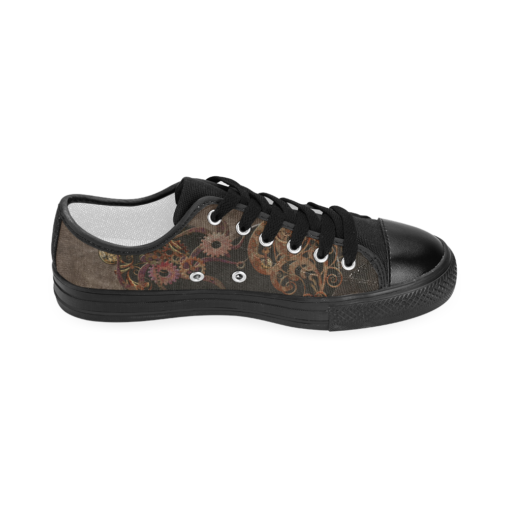 A decorated Steampunk Heart in brown Women's Classic Canvas Shoes (Model 018)