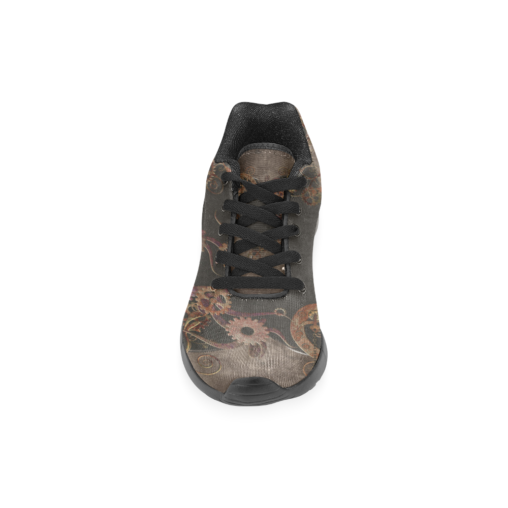 A decorated Steampunk Heart in brown Men’s Running Shoes (Model 020)