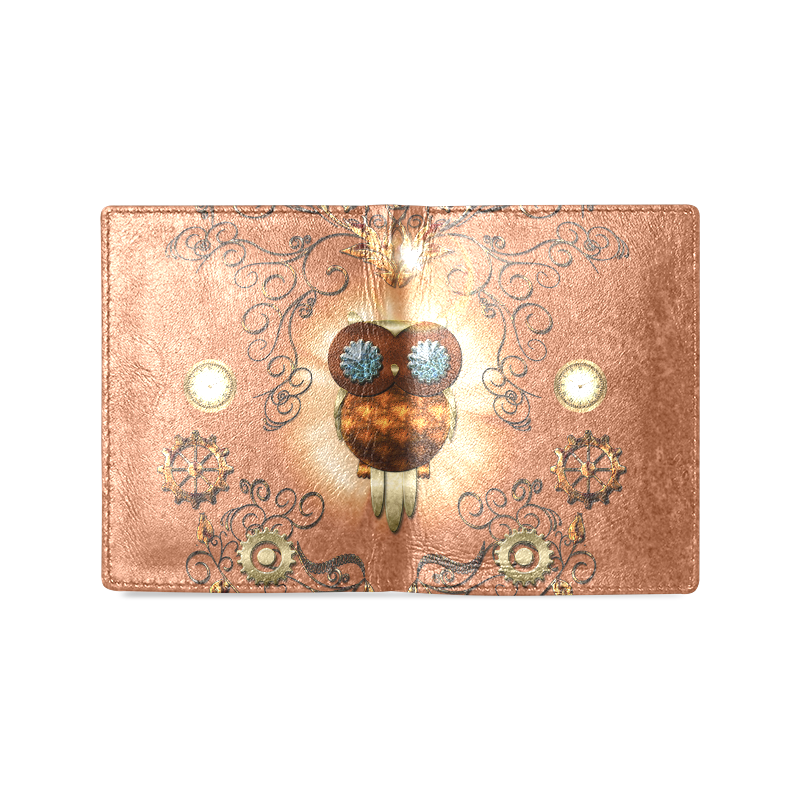 Funny owl Men's Leather Wallet (Model 1612)