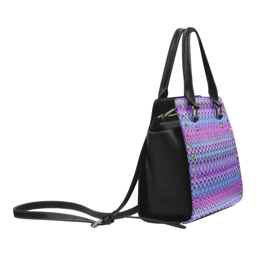 Purple Pattern Rivet Shoulder Handbag (Model 1645)