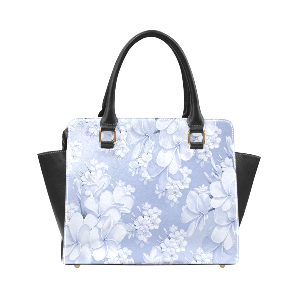 Delicate floral pattern,blue Rivet Shoulder Handbag (Model 1645)