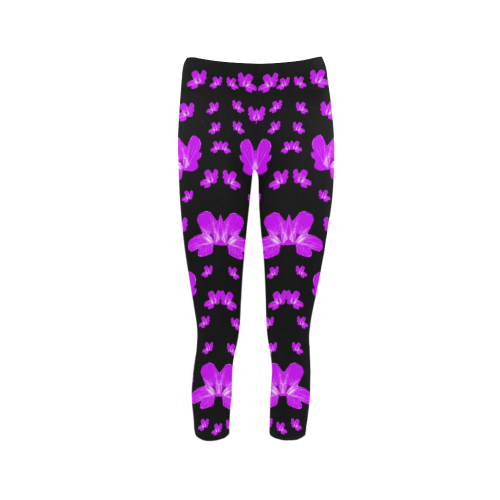 Pretty flowers in purple Capri Legging (Model L02)