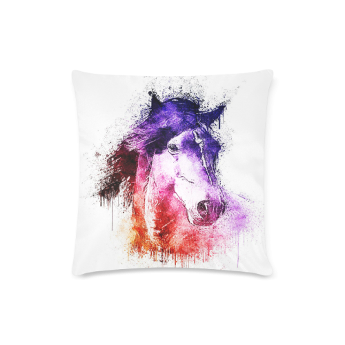 watercolor horse Custom Zippered Pillow Case 16"x16"(Twin Sides)