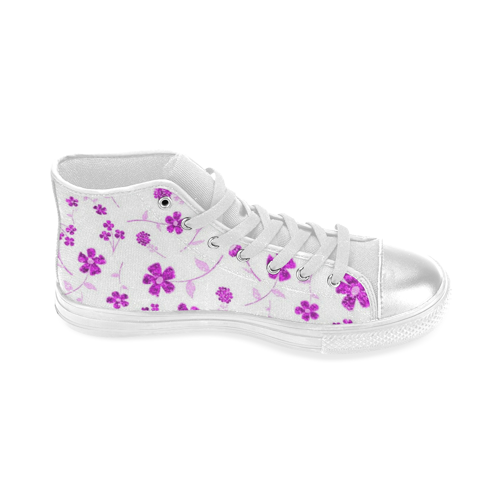 sweet sparkling floral, pink Women's Classic High Top Canvas Shoes (Model 017)