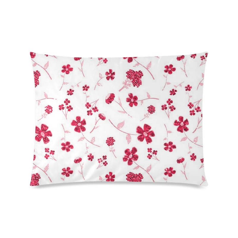 sweet sparkling floral, red Custom Zippered Pillow Case 20"x26"(Twin Sides)