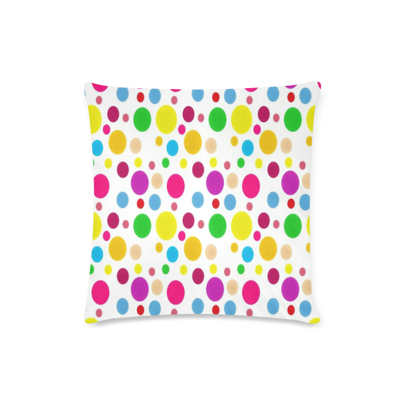 Colored Polka Dots Custom Zippered Pillow Case 16"x16" (one side)