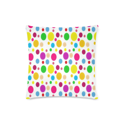 Colored Polka Dots Custom Zippered Pillow Case 16"x16" (one side)