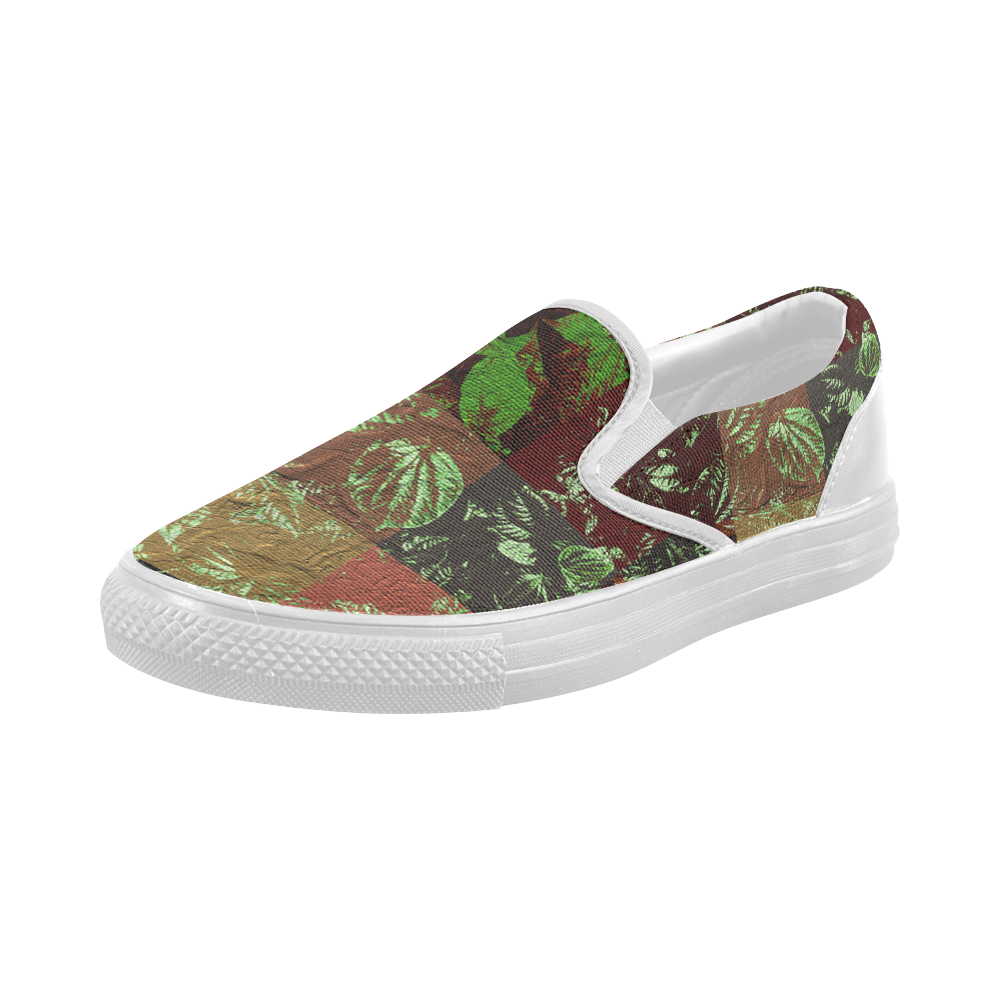 Foliage Patchwork #4 - Jera Nour Women's Slip-on Canvas Shoes (Model 019)