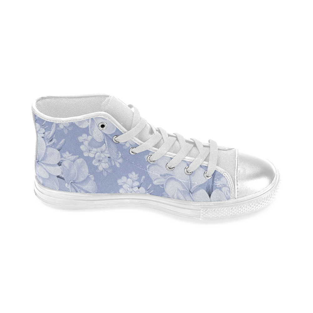 Delicate floral pattern,blue Women's Classic High Top Canvas Shoes (Model 017)