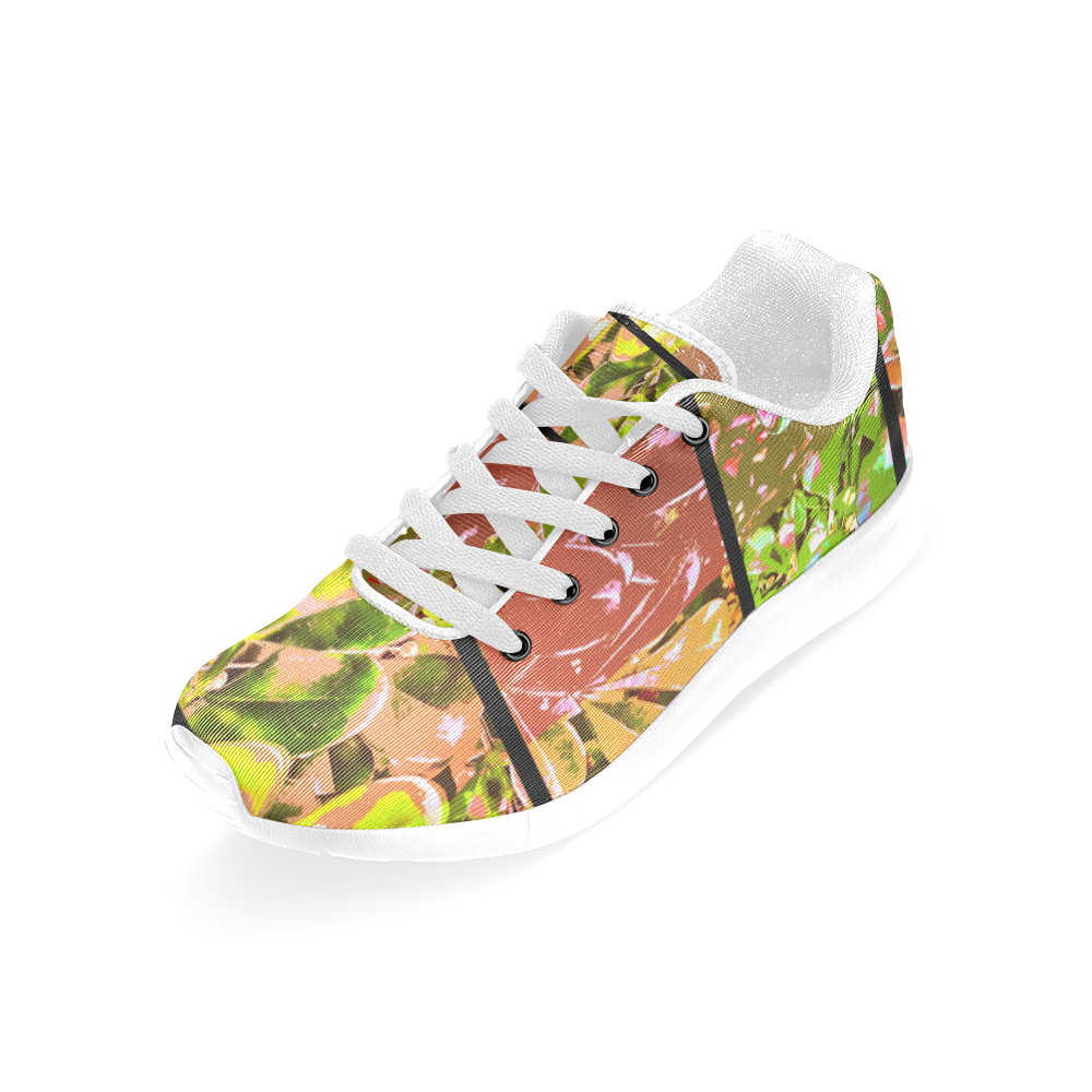 FoliagePatchwork #5 White Vertical - Jera Nour Women’s Running Shoes (Model 020)