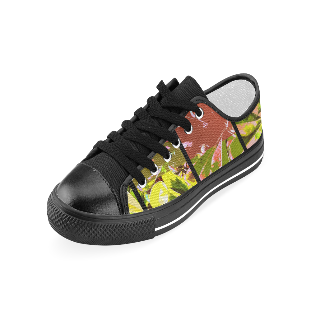 Foliage Patchwork #5 Black - Jera Nour Men's Classic Canvas Shoes (Model 018)