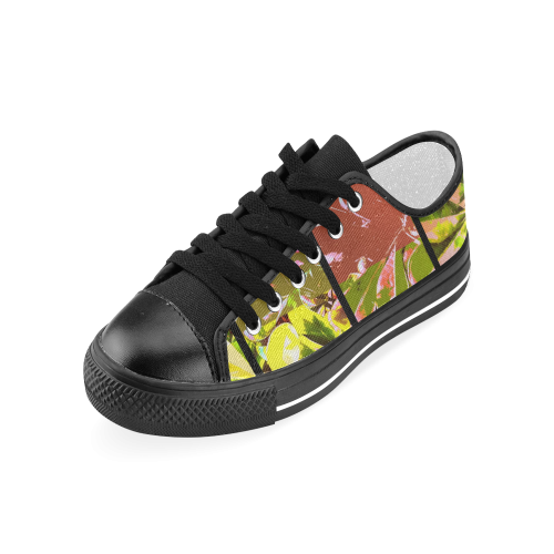 Foliage Patchwork #5 Black - Jera Nour Men's Classic Canvas Shoes (Model 018)