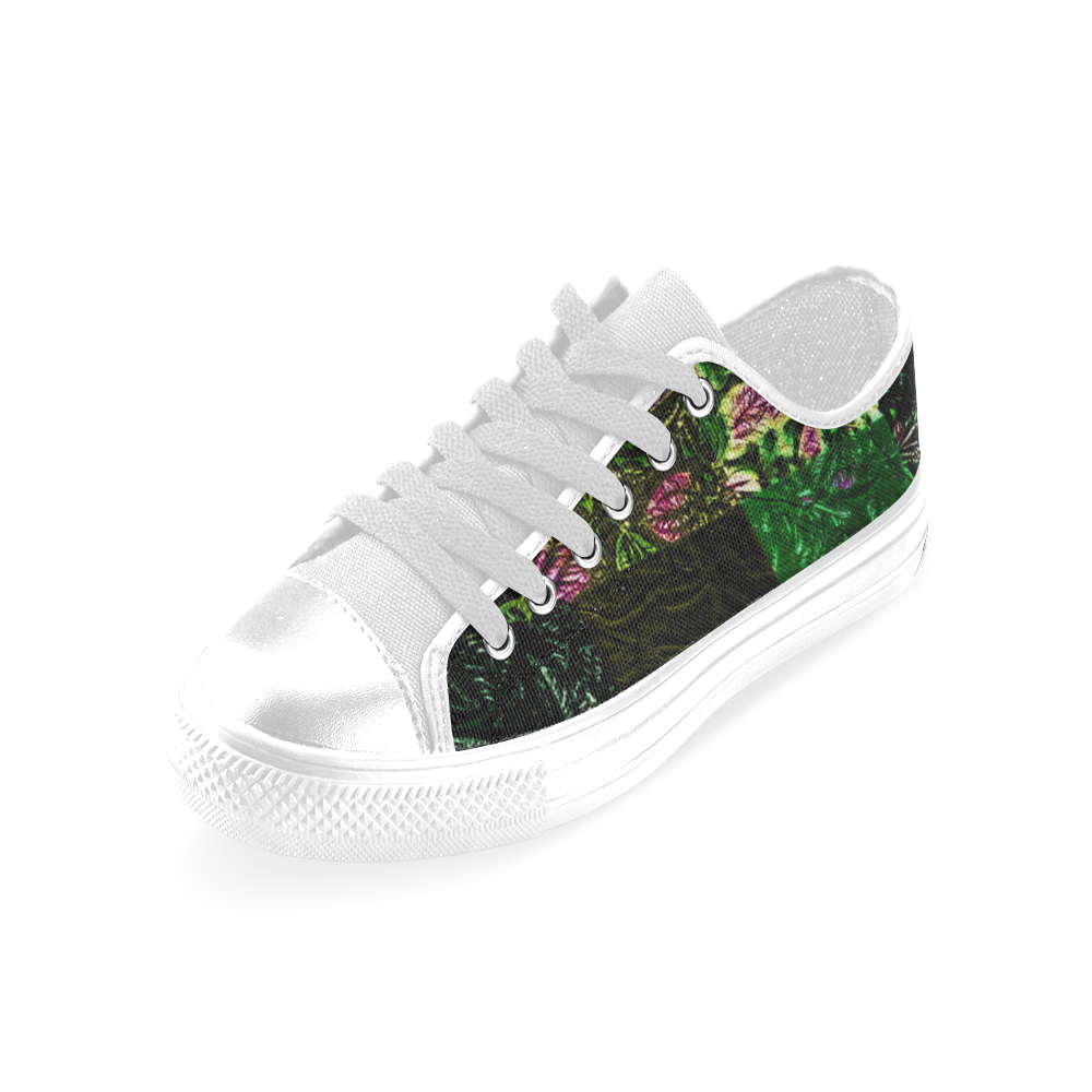 Foliage Patchwork #1 White  - Jera Nour Men's Classic Canvas Shoes (Model 018)