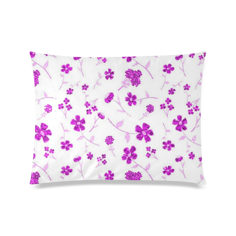 sweet sparkling floral, pink Custom Zippered Pillow Case 20"x26"(Twin Sides)