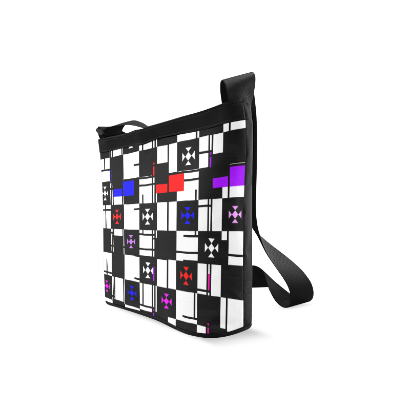 Squares, black,white Crossbody Bags (Model 1613)