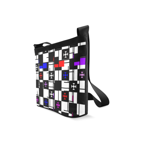 Squares, black,white Crossbody Bags (Model 1613)