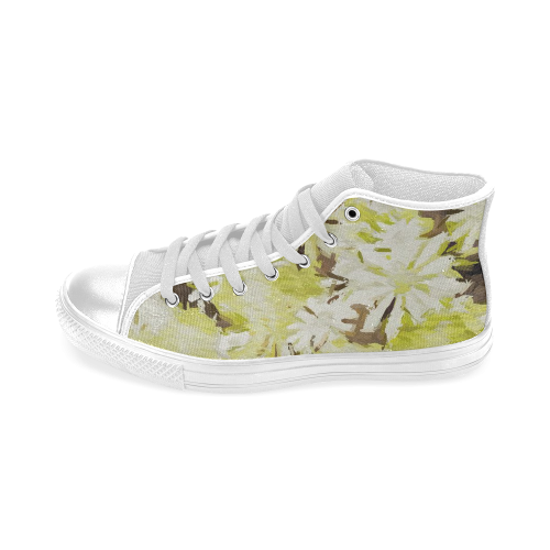 watercolor flowers Men’s Classic High Top Canvas Shoes (Model 017)