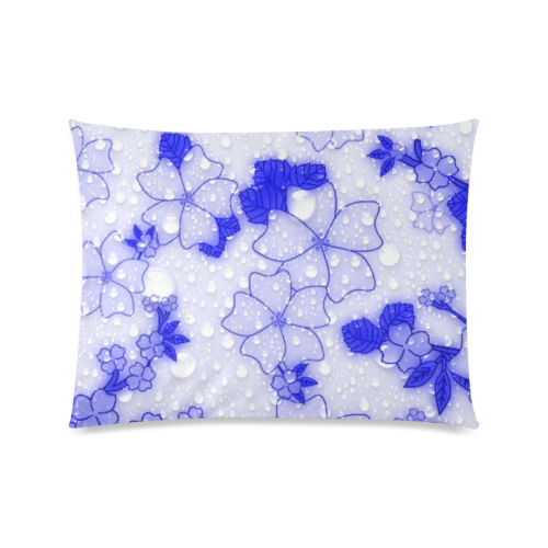 wet floral Pattern, blue Custom Zippered Pillow Case 20"x26"(Twin Sides)