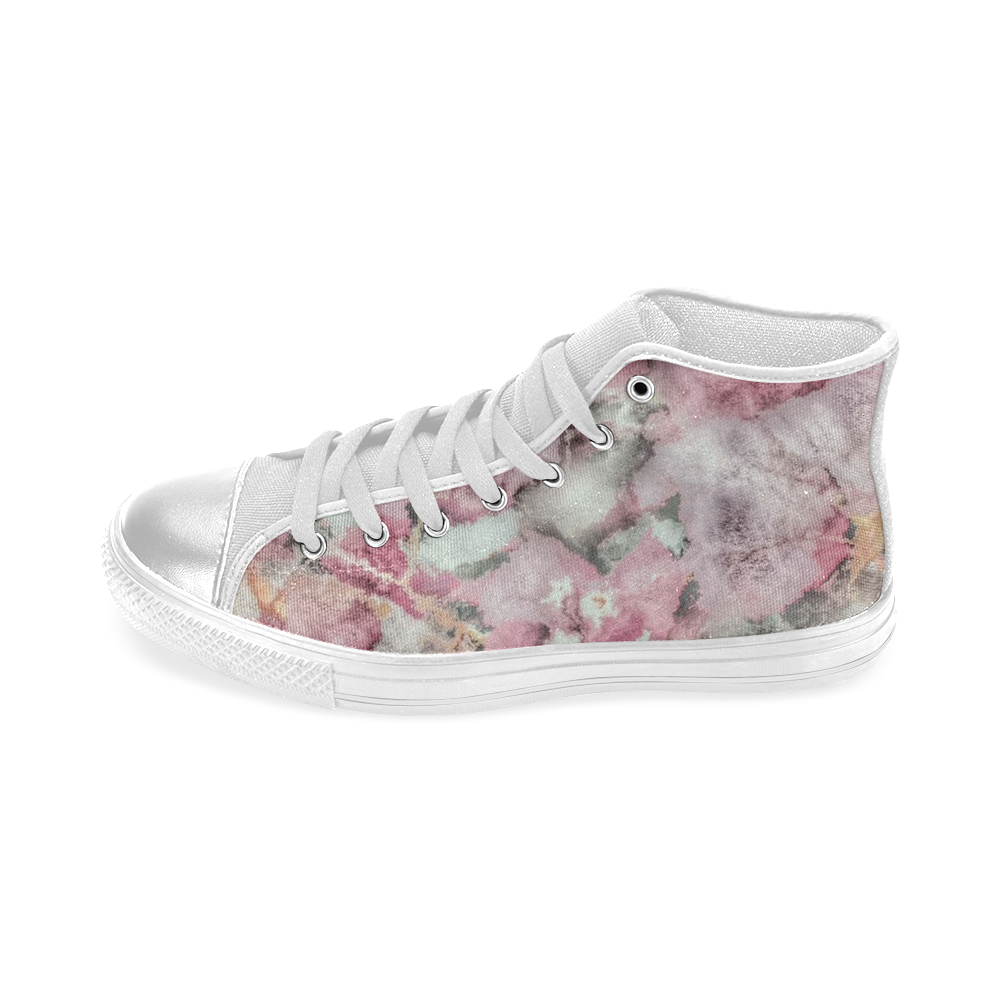 soft floral Women's Classic High Top Canvas Shoes (Model 017)