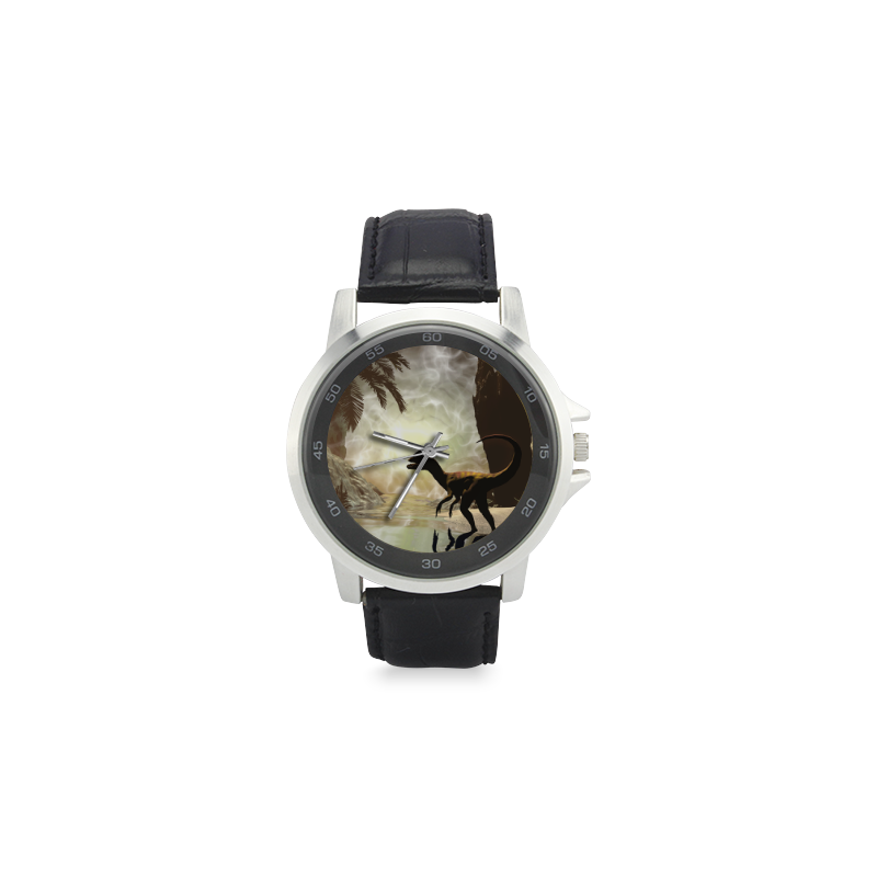 Dinosaur Unisex Stainless Steel Leather Strap Watch(Model 202)