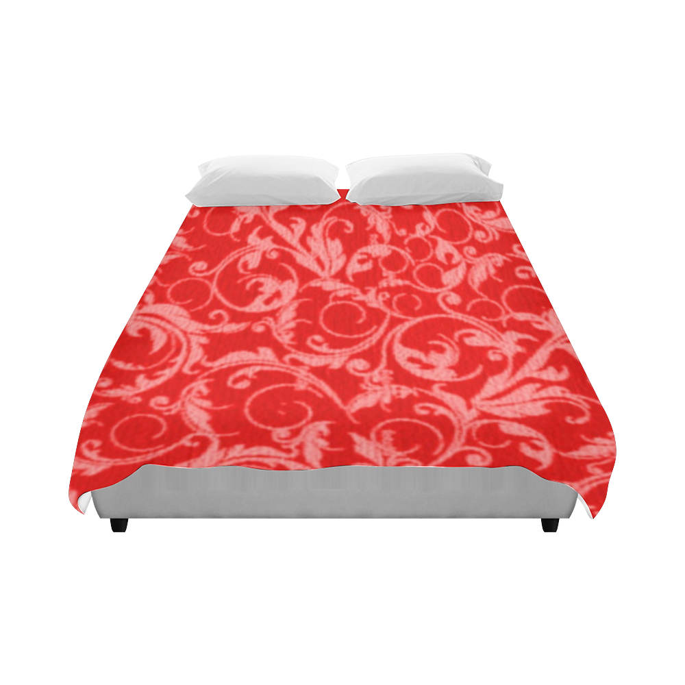 Vintage Swirls Coral Red Duvet Cover 86"x70" ( All-over-print)