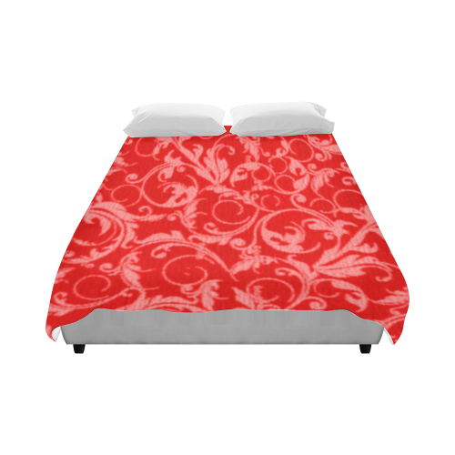 Vintage Swirls Coral Red Duvet Cover 86"x70" ( All-over-print)