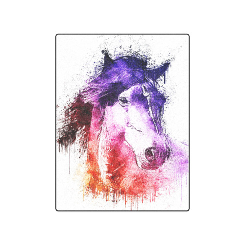 watercolor horse Blanket 50"x60"