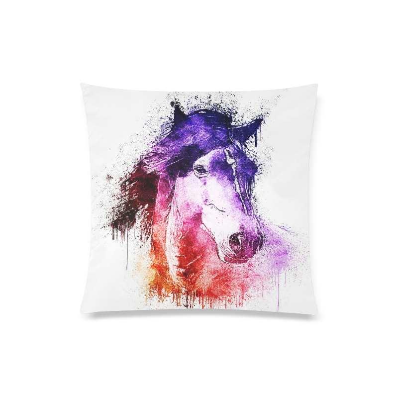 watercolor horse Custom Zippered Pillow Case 20"x20"(Twin Sides)