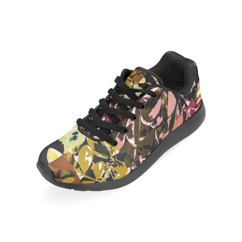 Foliage Patchwork #6 Black - Jera Nour Women’s Running Shoes (Model 020)