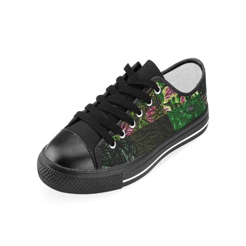 Foliage Patchwork #1 Black  - Jera Nour Men's Classic Canvas Shoes (Model 018)