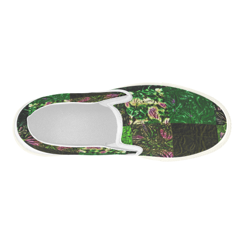 Foliage Patchwork #1 - Jera Nour Women's Slip-on Canvas Shoes (Model 019)