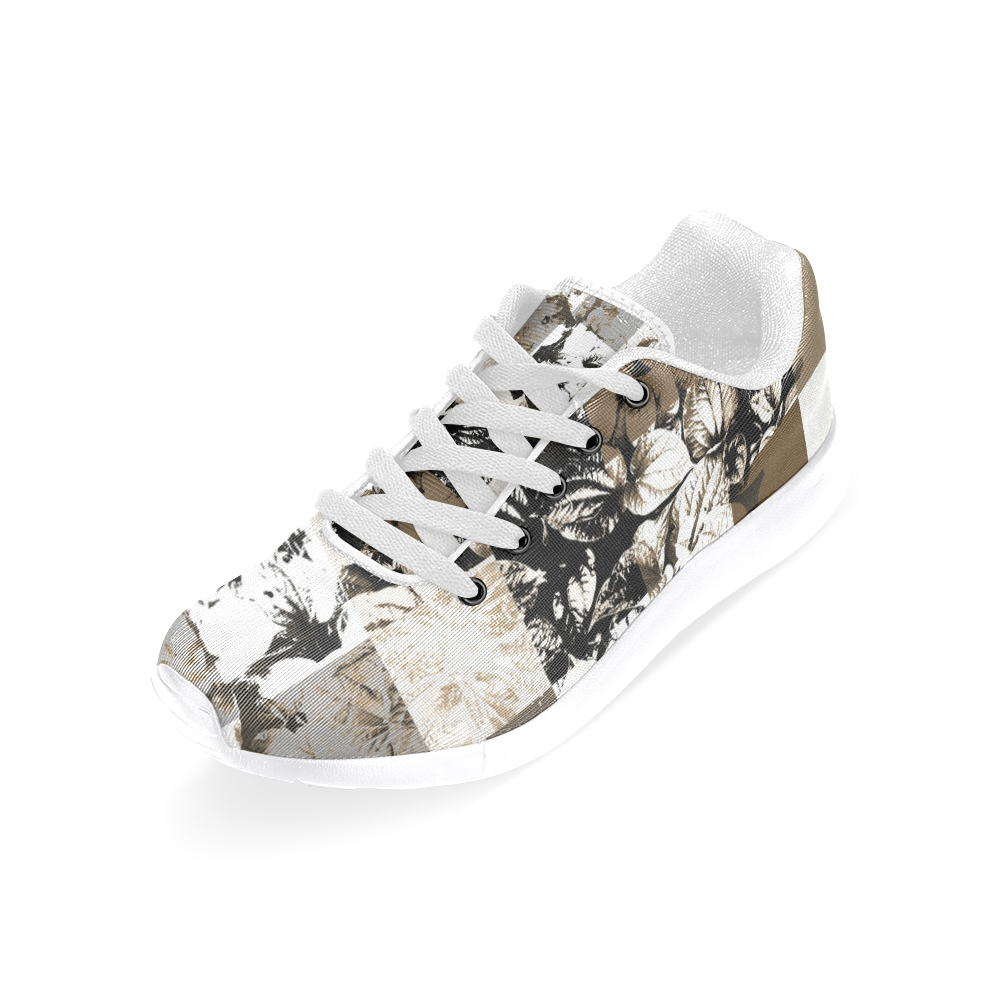 Foliage Patchwork #8 White - Jera Nour Women’s Running Shoes (Model 020)