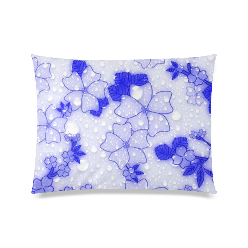 wet floral Pattern, blue Custom Zippered Pillow Case 20"x26"(Twin Sides)