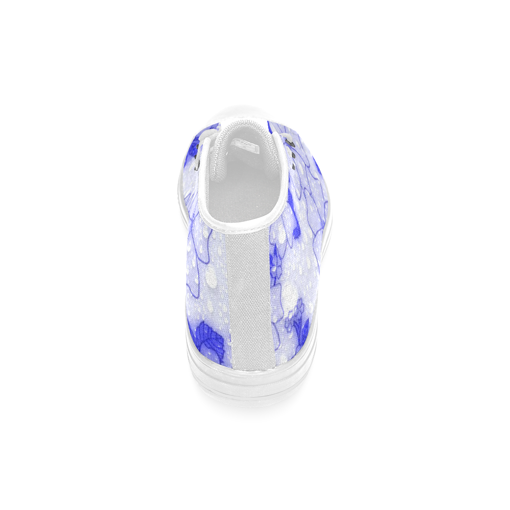 wet floral Pattern, blue Men’s Classic High Top Canvas Shoes (Model 017)