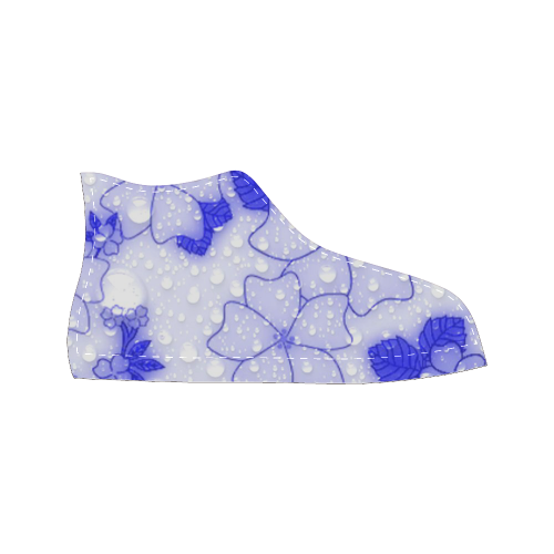wet floral Pattern, blue Men’s Classic High Top Canvas Shoes (Model 017)