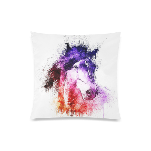 watercolor horse Custom Zippered Pillow Case 20"x20"(One Side)