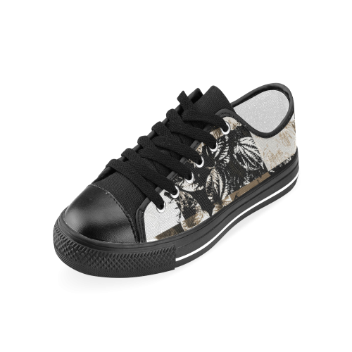 Foliage Patchwork #8 Black - Jera Nour Men's Classic Canvas Shoes (Model 018)