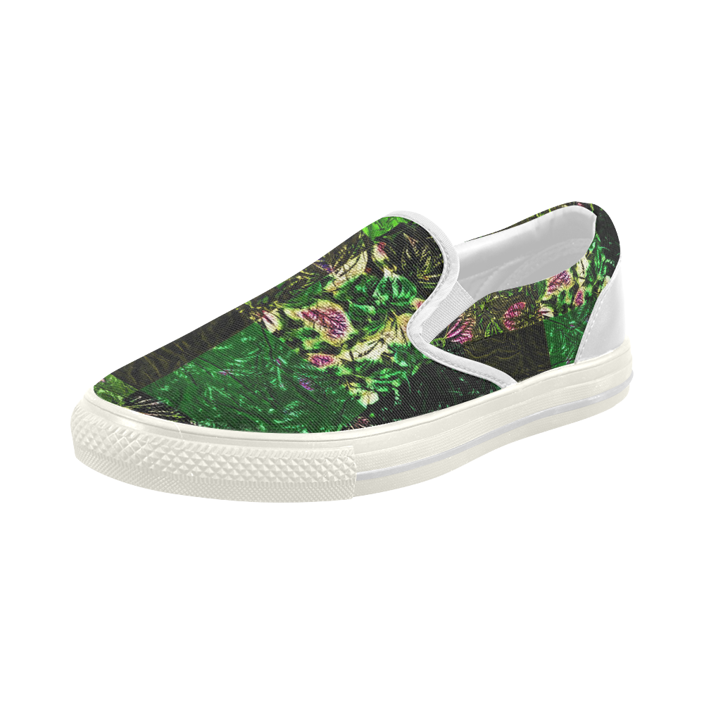 Foliage Patchwork #1 - Jera Nour Women's Slip-on Canvas Shoes (Model 019)