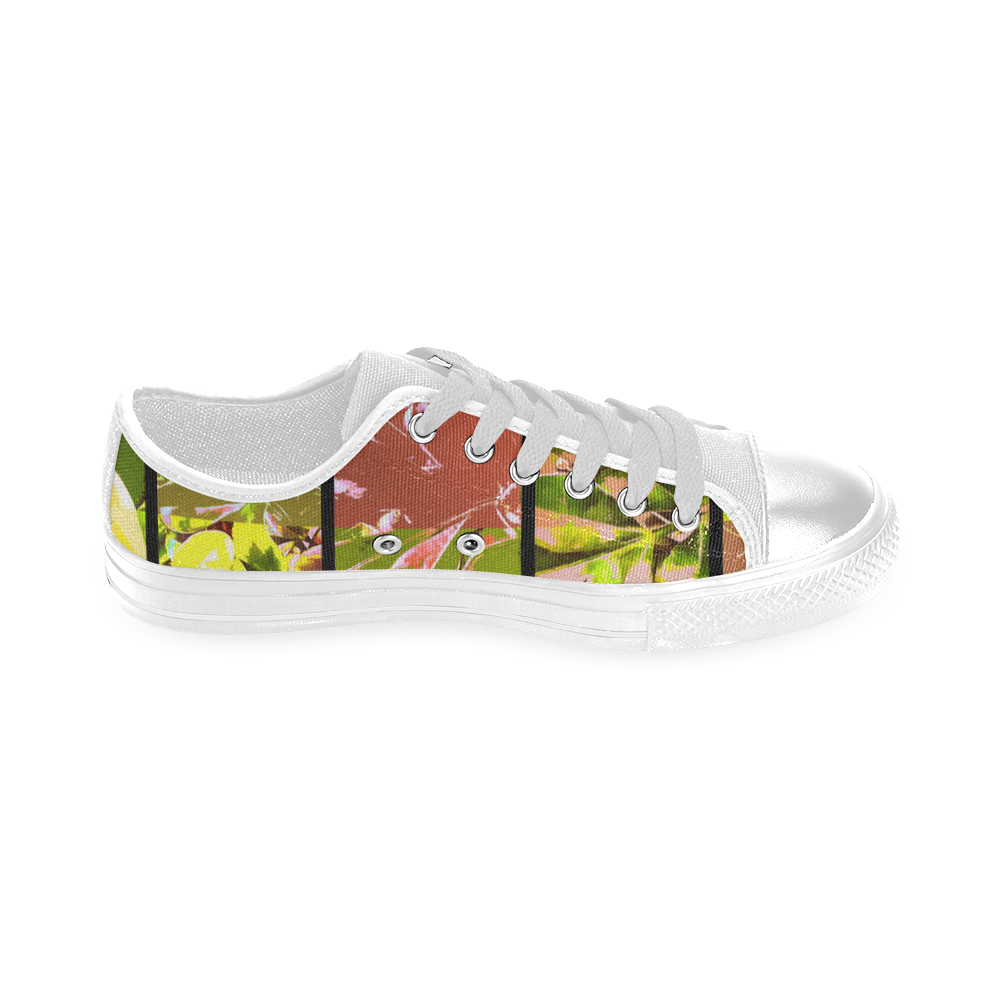 Foliage Patchwork #5 White Horizontal - Jera Nour Men's Classic Canvas Shoes (Model 018)