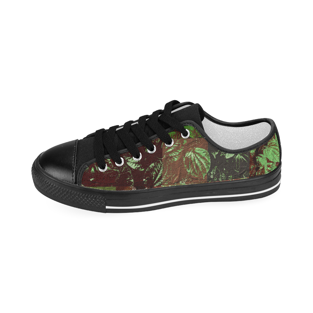 Foliage Patchwork #4 Black - Jera Nour Men's Classic Canvas Shoes (Model 018)